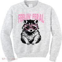 Cute But Feral Feeling Feral Raccon Gift Kids Sweatshirt thumb 0