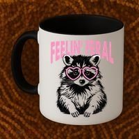Cute But Feral Feeling Feral Raccon Gift Coffee Mug thumb 2