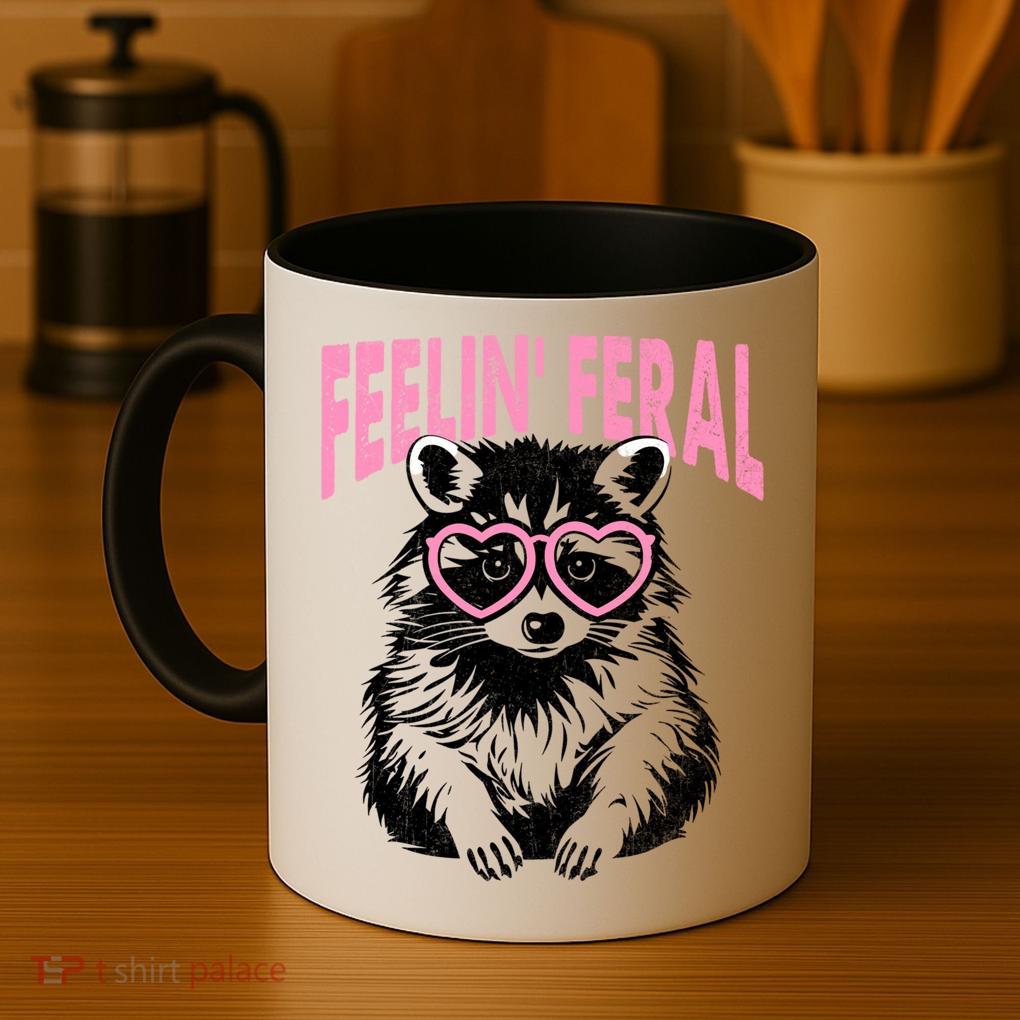 Cute But Feral Feeling Feral Raccon Gift Coffee Mug