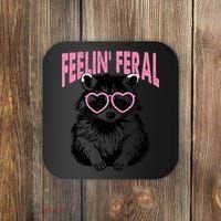 Cute But Feral Feeling Feral Raccon Gift Coaster thumb 0