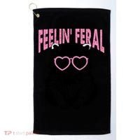 Cute But Feral Feeling Feral Raccon Gift Golf Towel thumb 0