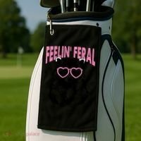 Cute But Feral Feeling Feral Raccon Gift Golf Towel thumb 2