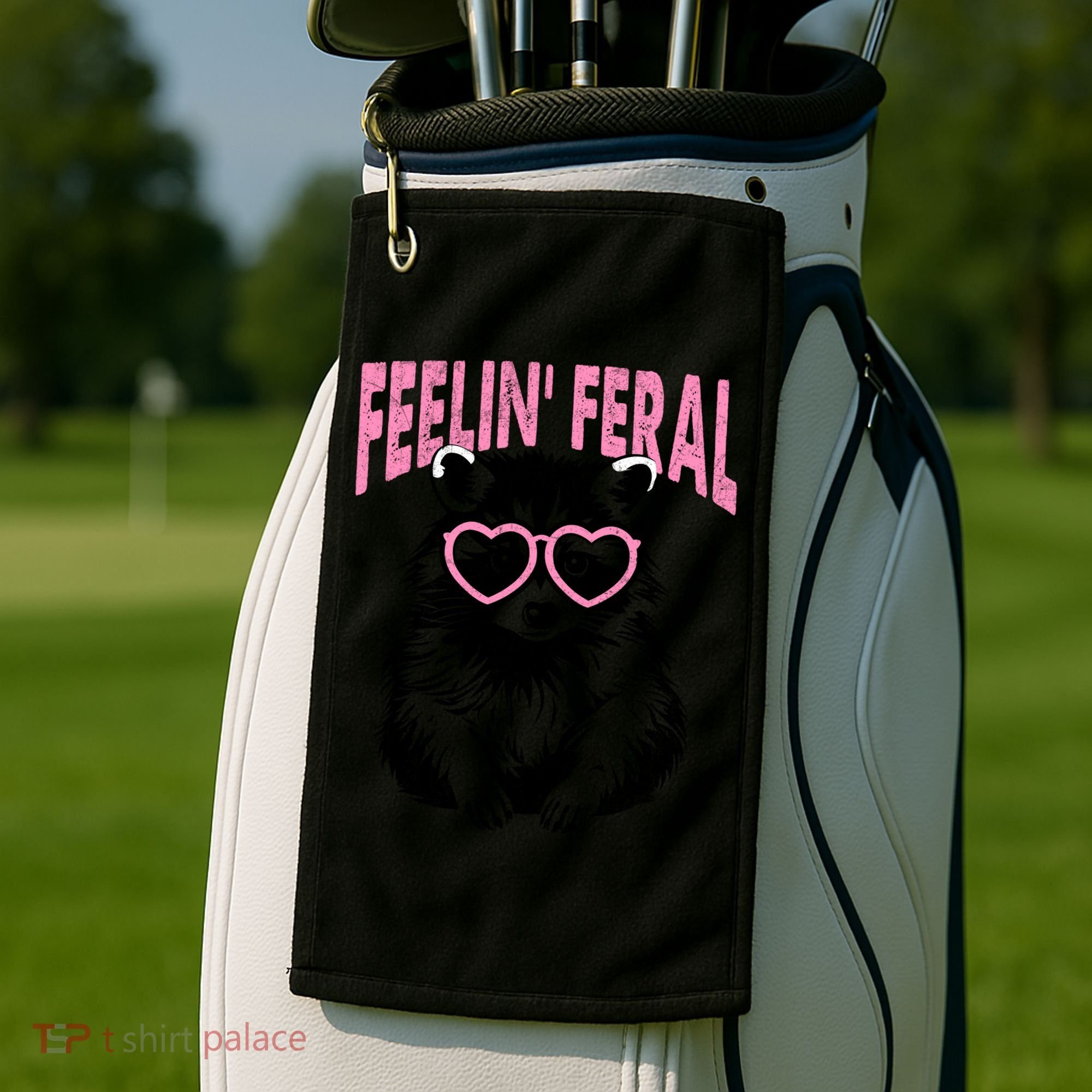 Cute But Feral Feeling Feral Raccon Gift Golf Towel
