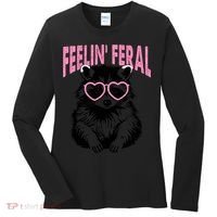 Cute But Feral Feeling Feral Raccon Gift Women's Long Sleeve Shirt thumb 0