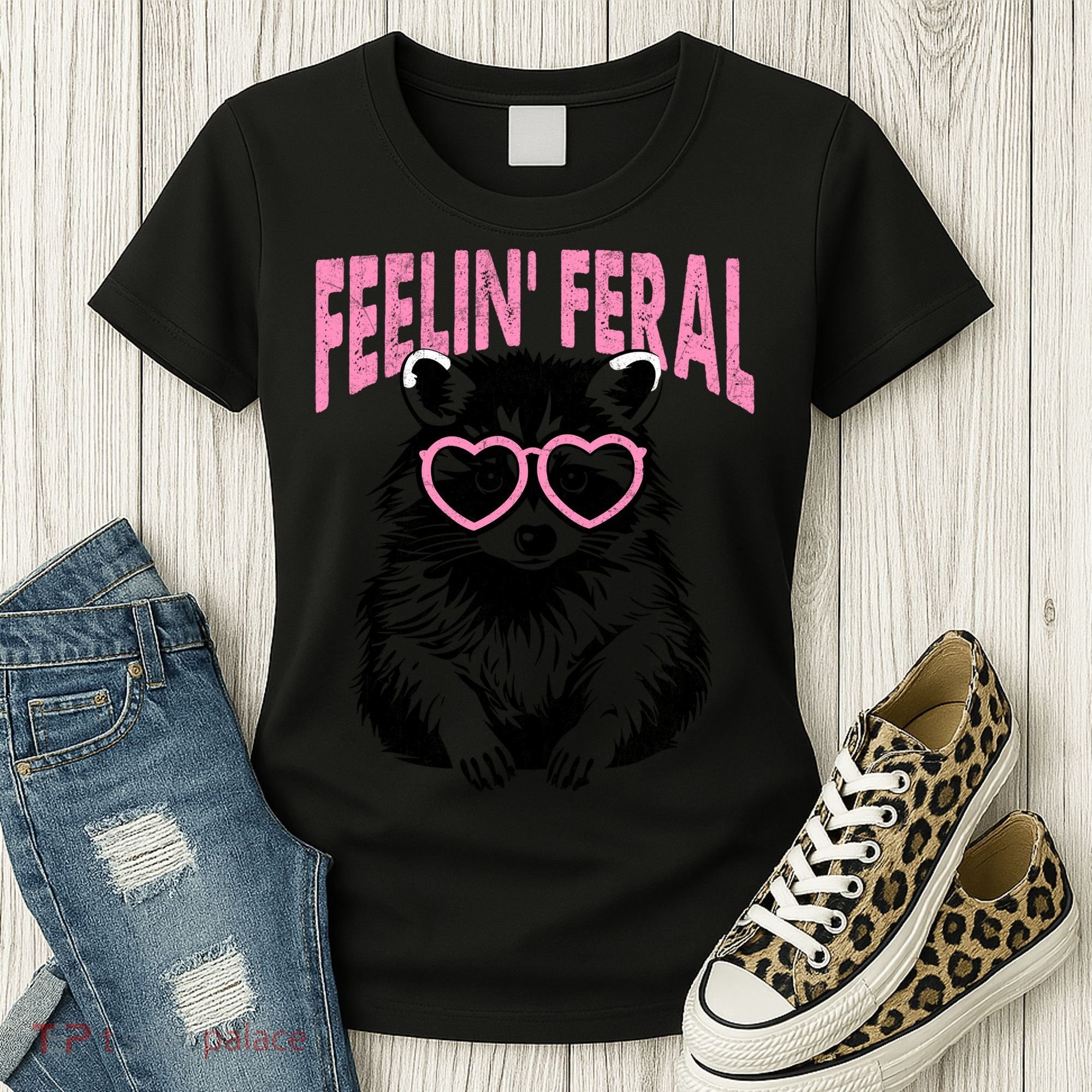 Cute But Feral Feeling Feral Raccon Gift Women's T-Shirt