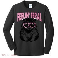 Cute But Feral Feeling Feral Raccon Gift Kids Long Sleeve Shirt thumb 0
