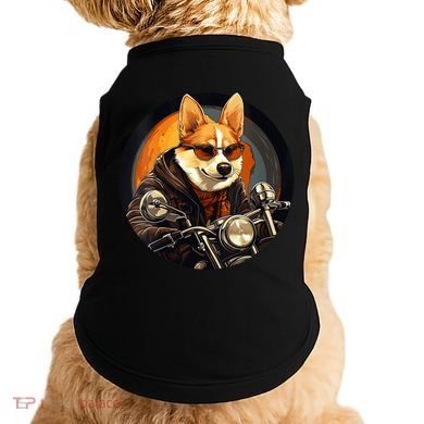 Corgi Biker Funny Dog Motorcycle VNeck Doggie Tank