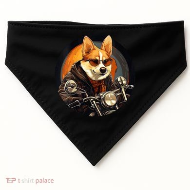 Corgi Biker Funny Dog Motorcycle VNeck USA-Made Doggie Bandana
