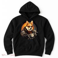 Corgi Biker Funny Dog Motorcycle VNeck Hoodie thumb 0