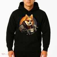 Corgi Biker Funny Dog Motorcycle VNeck Hoodie thumb 2