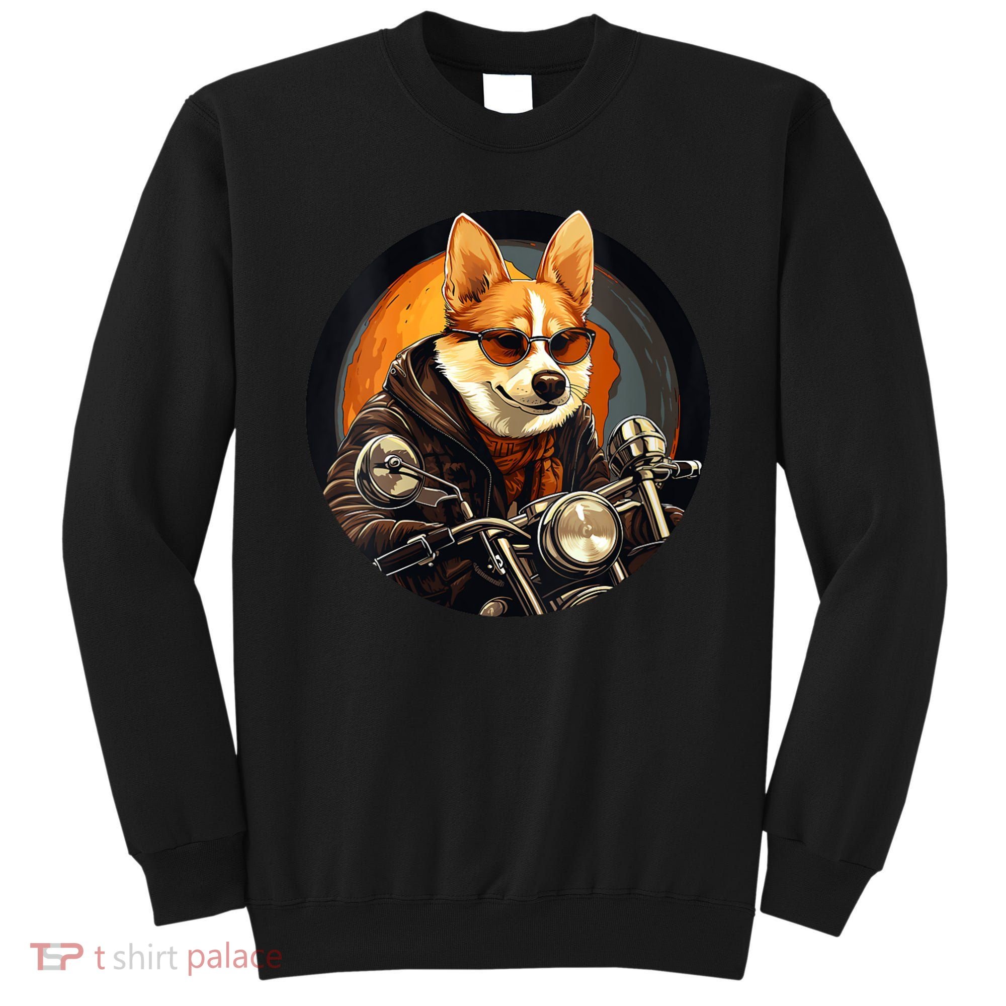 Corgi Biker Funny Dog Motorcycle VNeck Sweatshirt