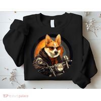 Corgi Biker Funny Dog Motorcycle VNeck Sweatshirt thumb 2