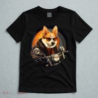 Corgi Biker Funny Dog Motorcycle VNeck T-Shirt thumb 5