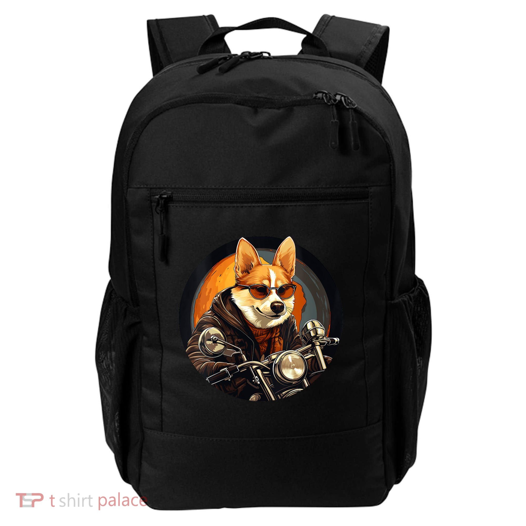 Corgi Biker Funny Dog Motorcycle VNeck Backpack
