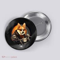 Corgi Biker Funny Dog Motorcycle VNeck Button thumb 0