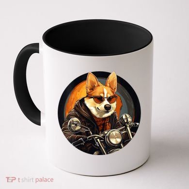Corgi Biker Funny Dog Motorcycle VNeck Coffee Mug