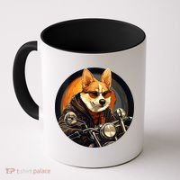 Corgi Biker Funny Dog Motorcycle VNeck Coffee Mug thumb 0