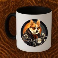 Corgi Biker Funny Dog Motorcycle VNeck Coffee Mug thumb 2