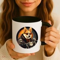 Corgi Biker Funny Dog Motorcycle VNeck Coffee Mug thumb 3