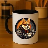 Corgi Biker Funny Dog Motorcycle VNeck Coffee Mug thumb 4