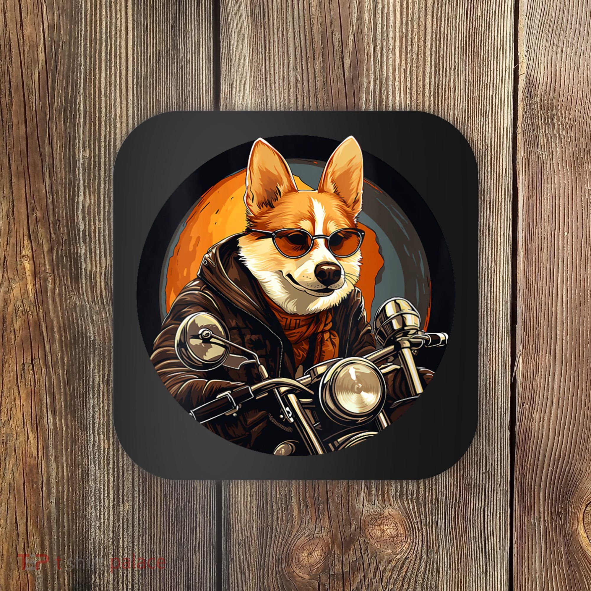 Corgi Biker Funny Dog Motorcycle VNeck Coaster