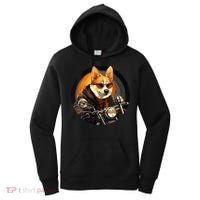 Corgi Biker Funny Dog Motorcycle VNeck Women's Hoodie thumb 0