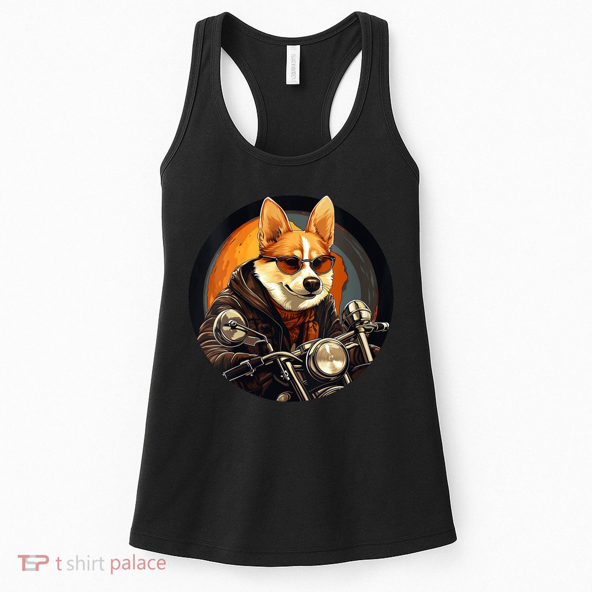 Corgi Biker Funny Dog Motorcycle VNeck Women's Tank Top