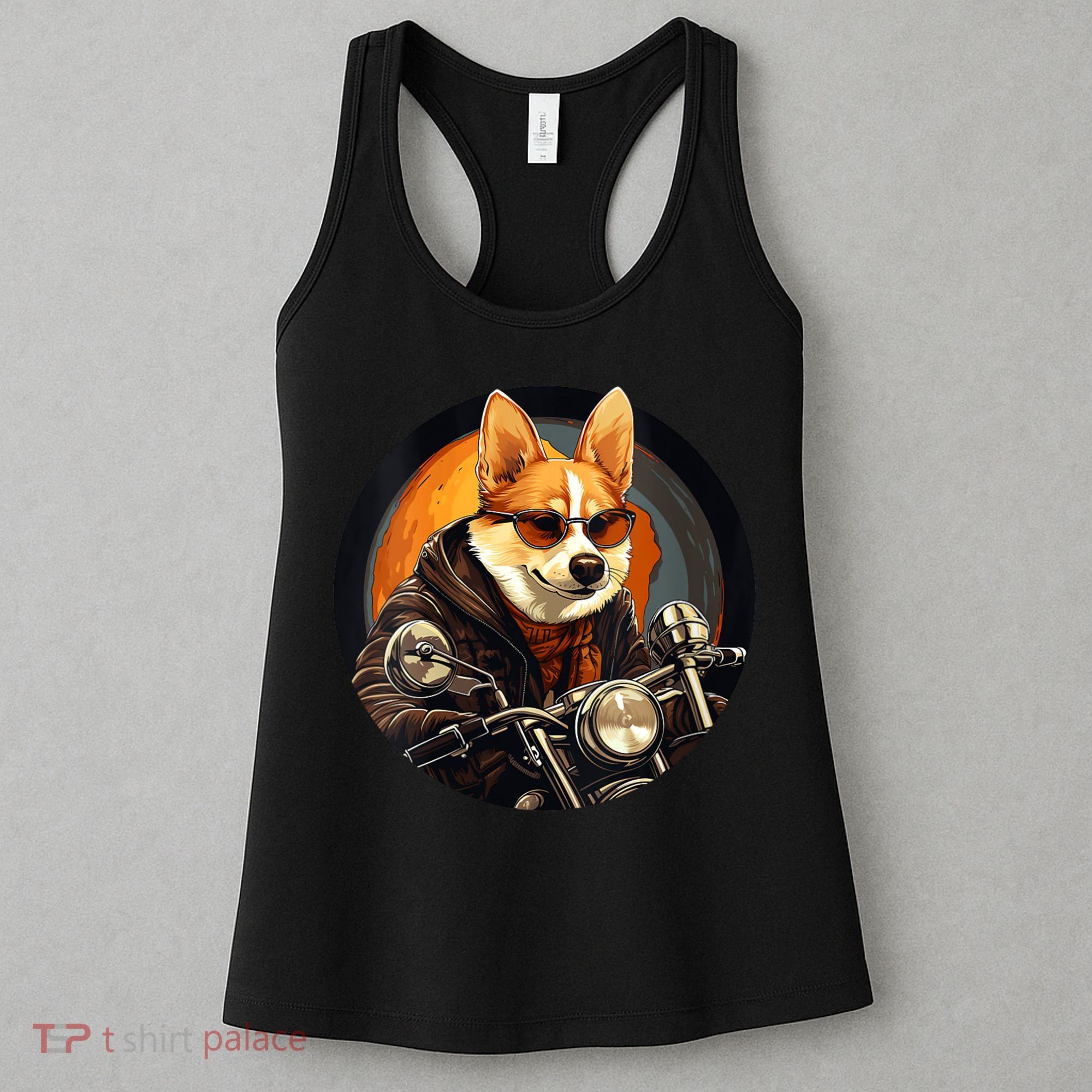 Corgi Biker Funny Dog Motorcycle VNeck Women's Tank Top