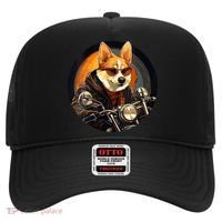 Corgi Biker Funny Dog Motorcycle VNeck Hat thumb 0