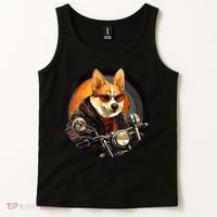 Corgi Biker Funny Dog Motorcycle VNeck Tank Top thumb 2