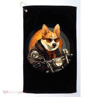Corgi Biker Funny Dog Motorcycle VNeck Golf Towel thumb 0
