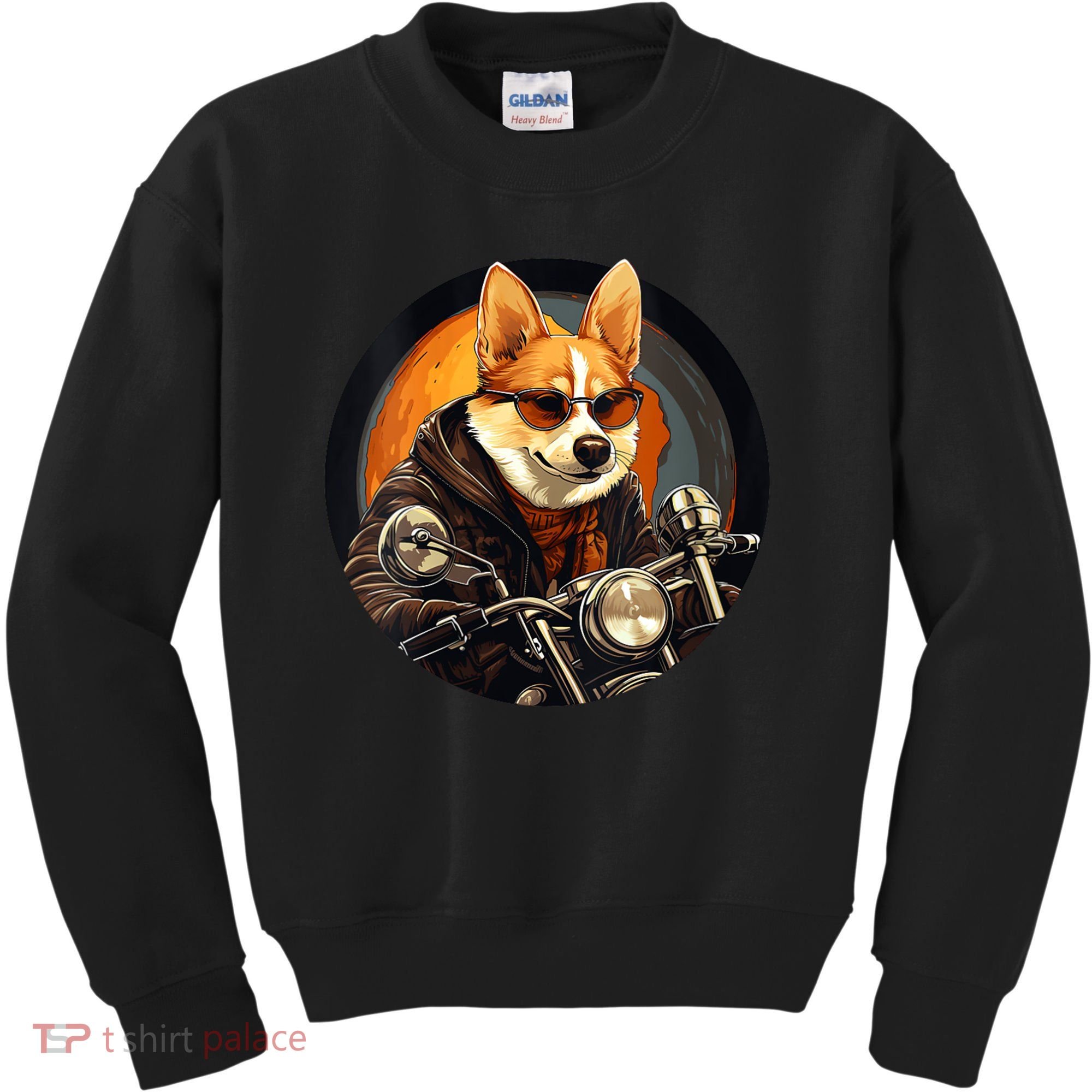 Corgi Biker Funny Dog Motorcycle VNeck Kids Sweatshirt