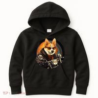 Corgi Biker Funny Dog Motorcycle VNeck Kids Hoodie thumb 0