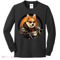 Corgi Biker Funny Dog Motorcycle VNeck Kids Long Sleeve Shirt thumb 0