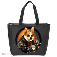 Corgi Biker Funny Dog Motorcycle VNeck Tote Bag thumb 0