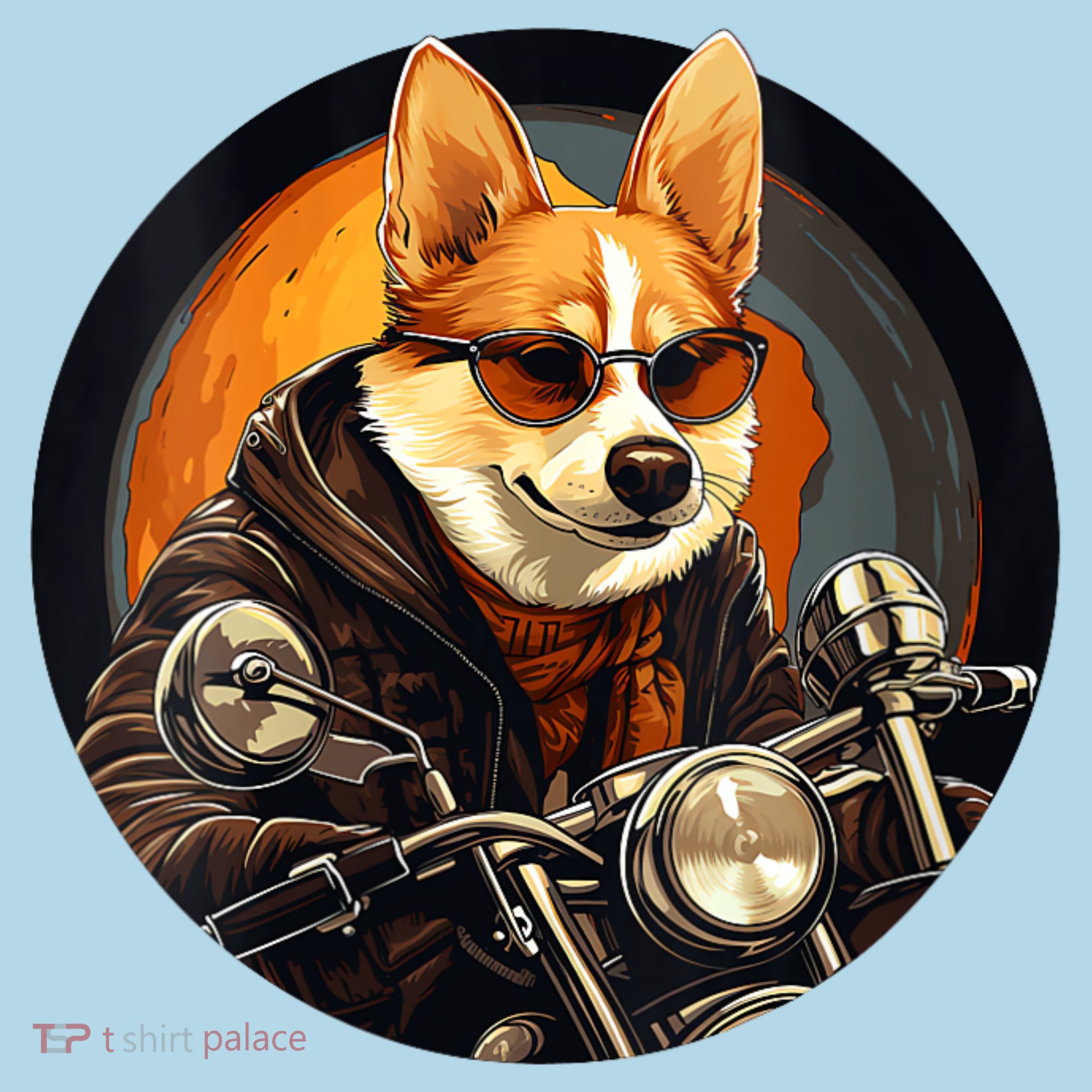 Corgi Biker Funny Dog Motorcycle VNeck Polo