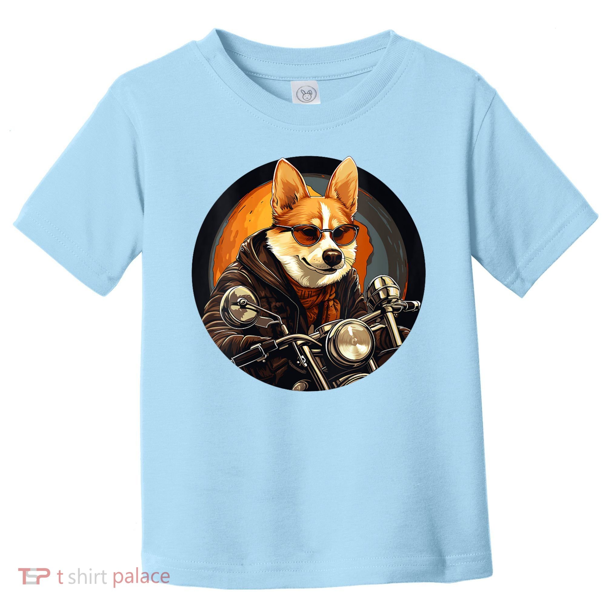 Corgi Biker Funny Dog Motorcycle VNeck Toddler T-Shirt