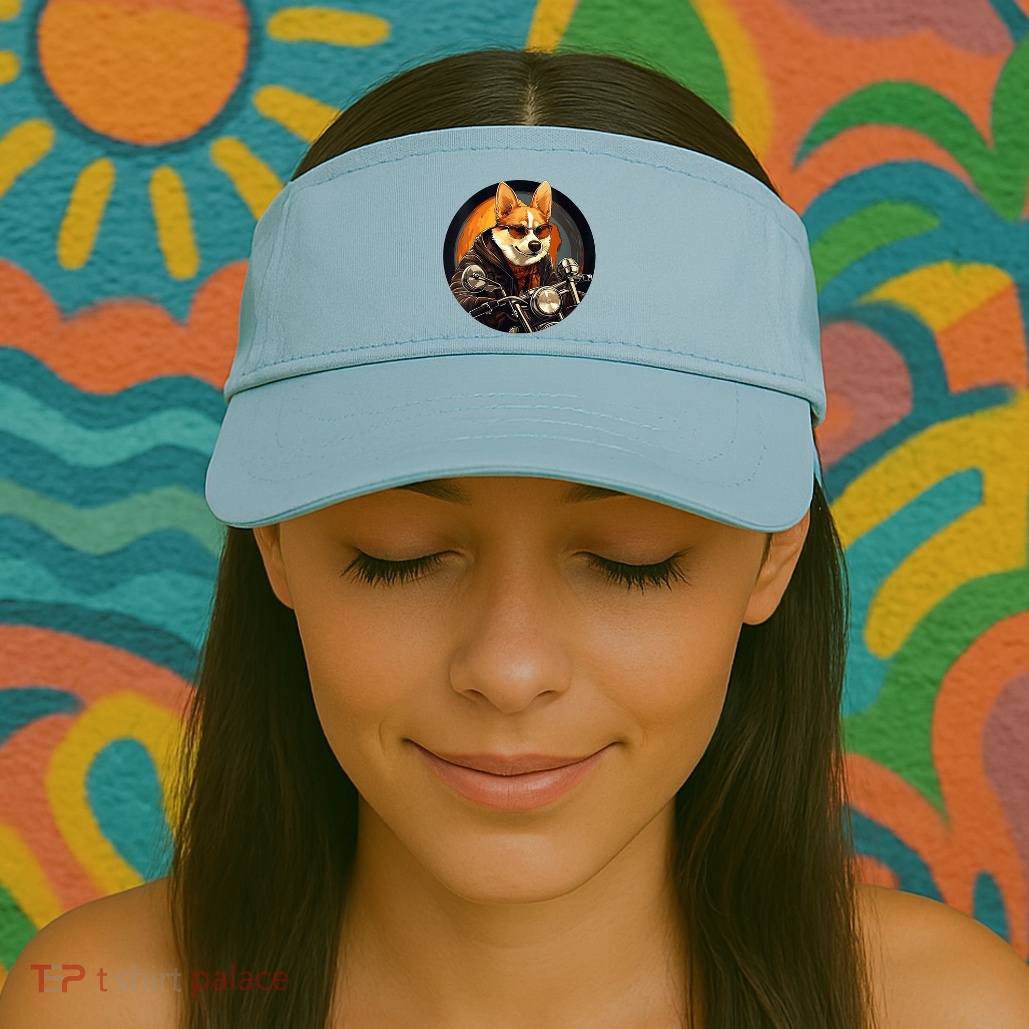 Corgi Biker Funny Dog Motorcycle VNeck Visor