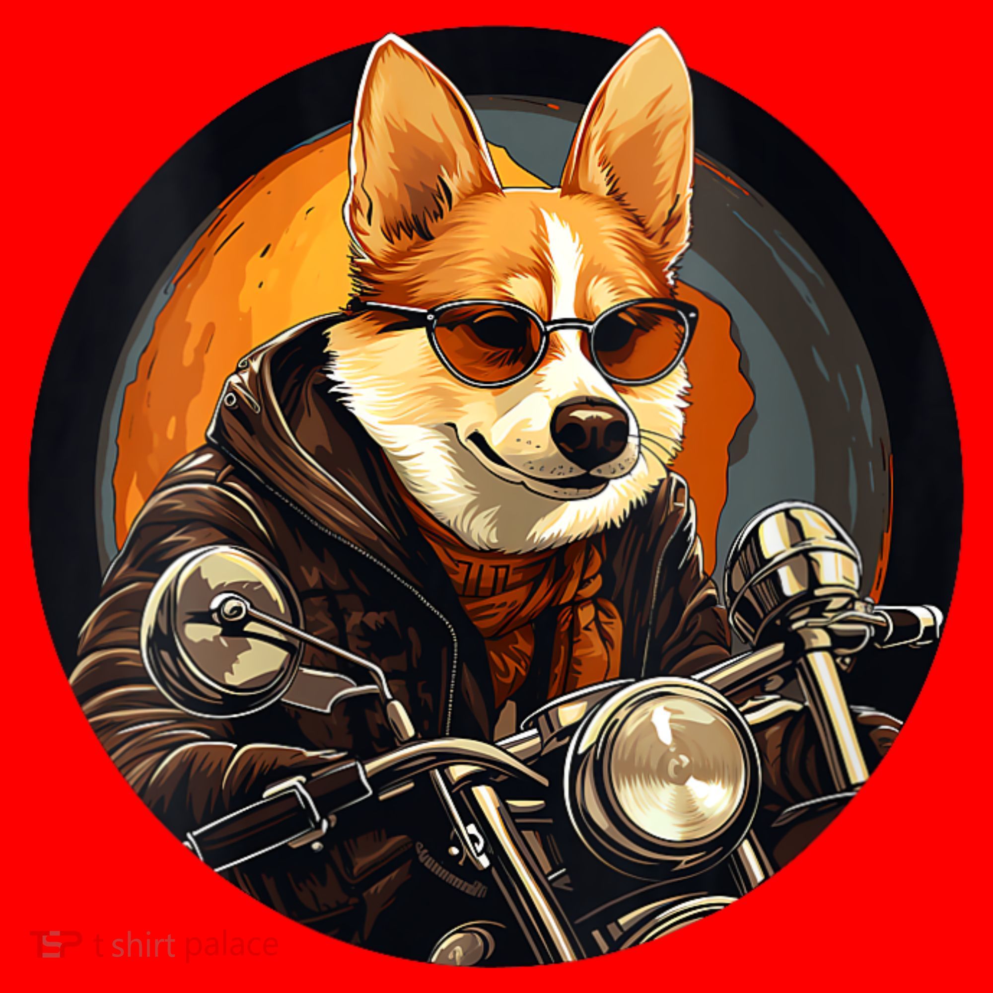 Corgi Biker Funny Dog Motorcycle VNeck Santa Hat