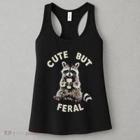 Cute But Feral Funny Sarcastic Raccoon Gift Women's Tank Top thumb 3