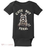 Cute But Feral Funny Sarcastic Raccoon Gift Baby Bodysuit thumb 0