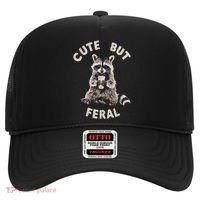 Cute But Feral Funny Sarcastic Raccoon Gift Hat thumb 0