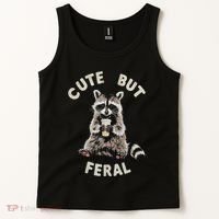 Cute But Feral Funny Sarcastic Raccoon Gift Tank Top thumb 2