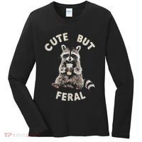 Cute But Feral Funny Sarcastic Raccoon Gift Women's Long Sleeve Shirt thumb 0