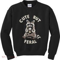 Cute But Feral Funny Sarcastic Raccoon Gift Kids Sweatshirt thumb 0