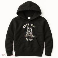 Cute But Feral Funny Sarcastic Raccoon Gift Kids Hoodie thumb 0