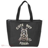 Cute But Feral Funny Sarcastic Raccoon Gift Tote Bag thumb 0