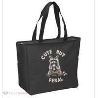 Cute But Feral Funny Sarcastic Raccoon Gift Tote Bag thumb 2