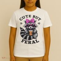 Cute But Feral Funny Colorful Racoon With Sunglasses Racoon T-Shirt thumb 4