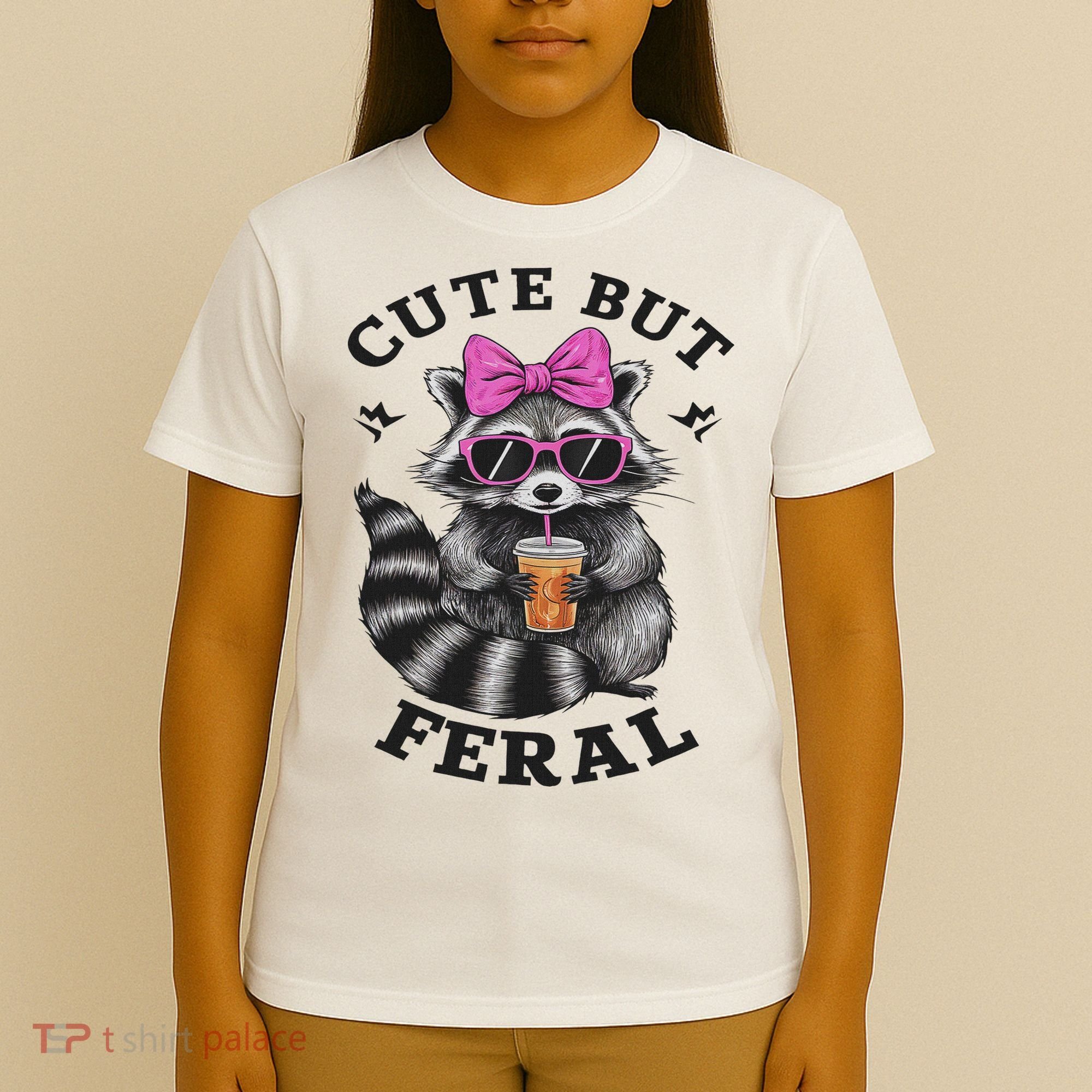 Cute But Feral Funny Colorful Racoon With Sunglasses Racoon T-Shirt